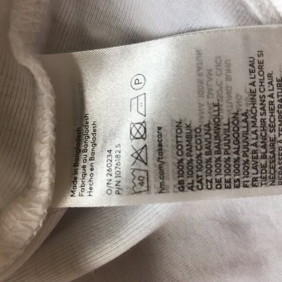 H & M Divided White Short Sleeve Crop Top with Tie Back Women's Size Small - Picture 5 of 6